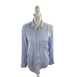 J. Crew Button Front Shirt 100%Cotton Classic Light Blue - Fit Double Gauze Sz 4